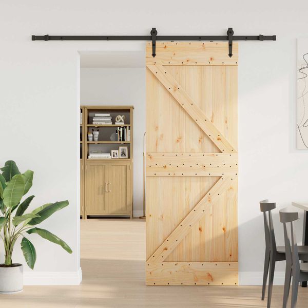 vidaXL Posuvné dvere NARVIK Prírodná a čierna 80 x 210 cm (213,5 cm)