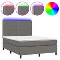vidaXL Boxspring posteľ s matracom a LED sivá 140x200 cm umelá koža