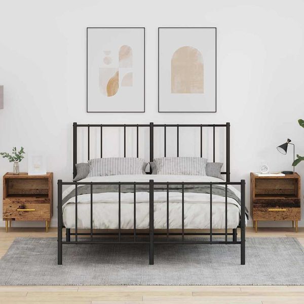 vidaXL Nočný stolík so zásuvkou 2 pcs Staré drevo 40 x 35 x 47,5 cm