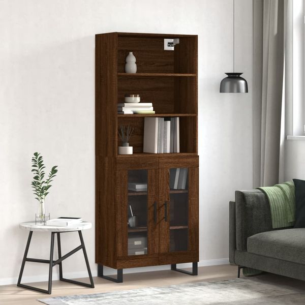 vidaXL Vysoká skrinka hnedý dub 69,5x34x180 cm spracované drevo