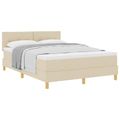 vidaXL Posteľ s pružinovým rámom s vankúšom Krémová 140 x 190 cm látka