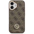 Guess 4G Strass Logo & Big Strap Metal Buttons MagSafe puzdro pre iPhone 17 hnedá