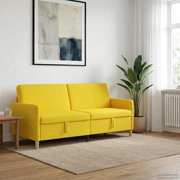 vidaXL Sofa s úložným priestorom Svetložltá 192 x 78 x 87 cm Polyester