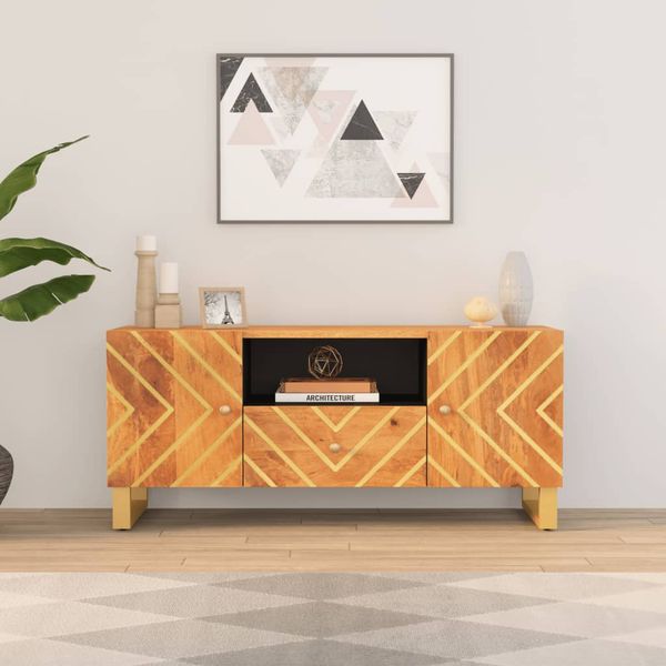 vidaXL TV skrinka hnedo-čierna 105x33,5x46 cm masívne mango