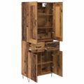 vidaXL Highboard Staré drevo 69,5 x 34 x 180 cm Kompozitné drevo