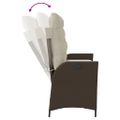 vidaXL Sklápacia záhradná lavička s vankúšmi hnedá polyratan