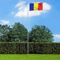 vidaXL Rumunská vlajka a stĺp 6,2 m hliníkový