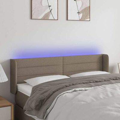 vidaXL Čelo postele s LED sivohnedé 147x16x78/88 cm látka