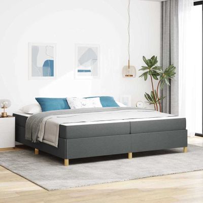 vidaXL Rám postele Tmavo šedá 200 x 200 cm látka