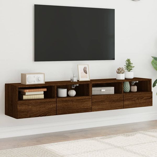 vidaXL TV nástenné skrinky 2 ks hnedý dub 80x30x30cm kompozitné drevo
