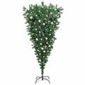 vidaXL Umelý prevrátený vianočný stromček s guľami Zelená 180 cm PVC
