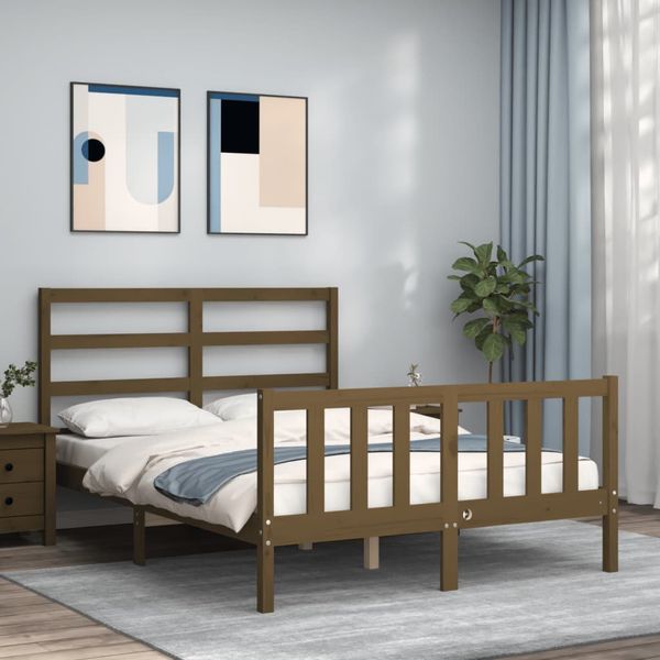 vidaXL Posteľný rám s čelom medovohnedý 120x200 cm masívne drevo