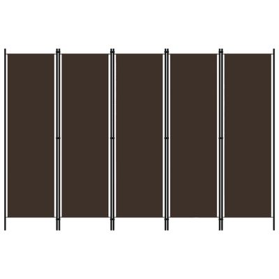 vidaXL 5-panelový paraván hnedý 250x180 cm