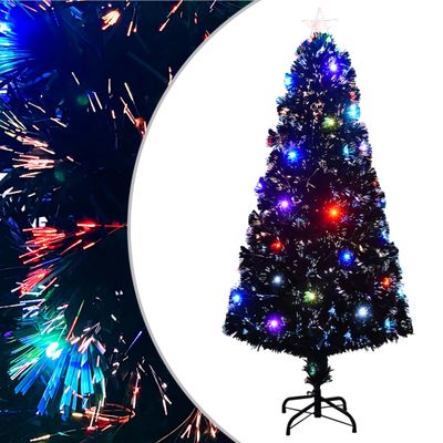 vidaXL Osvetlený vianočný stromček so stojanom a LED 150 cm, optické vlákno
