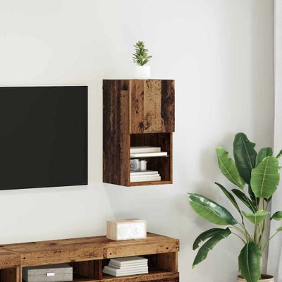 vidaXL Nástenný TV kabinet s LED Staré drevo 30,5 x 30 x 60 cm
