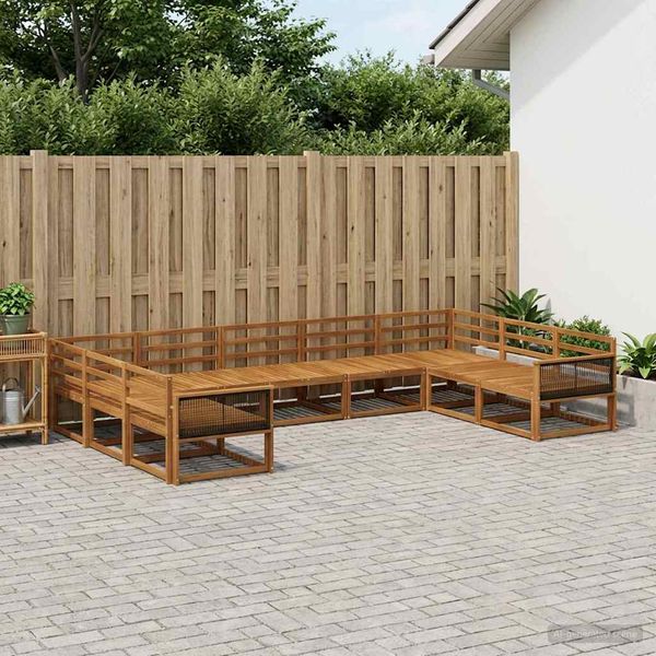 vidaXL Záhradná súprava gaučov 9 pcs Prírodná Pevné akáciové drevo