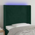 vidaXL Čelo postele s LED tmavozelené 103x16x118/128 cm zamat