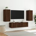 vidaXL 4-dielne TV nástenné skrinky s LED hnedý dub kompozitné drevo