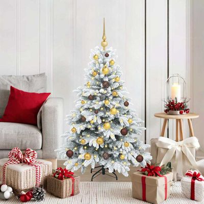 vidaXL Umelý vianočný stromček s 150 LED-i Biela 120 cm PE a PVC