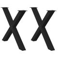 vidaXL Nohy k jedálenskému stolu v tvare X, 2 ks, čierne, 90 x (72-73) cm, oceľové