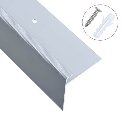 vidaXL Schodové lišty v tvare F 15 ks, hliník 90 cm, strieborné