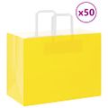 vidaXL Papierové tašky 50 ks s rúčkami, žlté, 32x17x25 cm