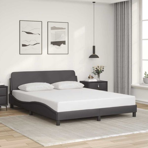 vidaXL Rám postele Dover sivý 160x200 cm umelá koža