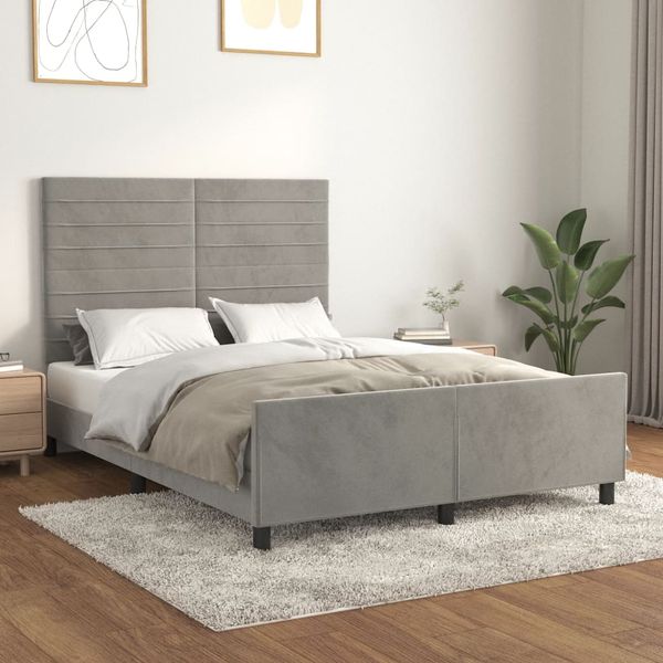 vidaXL Posteľ bez matraca bledosivý 140x190 cm zamat