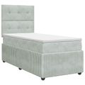 vidaXL Posteľ boxspring s matracom Svetlosivá Jednoduchý Zamat