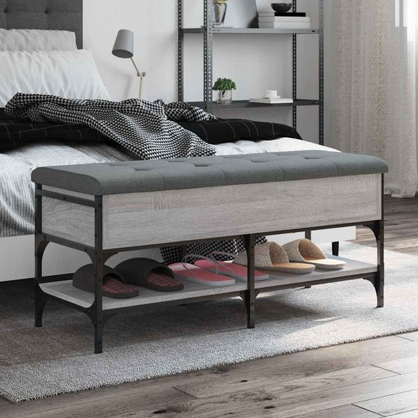 vidaXL Lavička na topánky sivá sonoma 102x42x45 cm kompozitné drevo