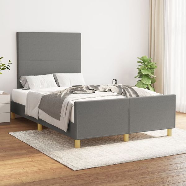 vidaXL Posteľ bez matraca tmavosivá 120x200 cm látka