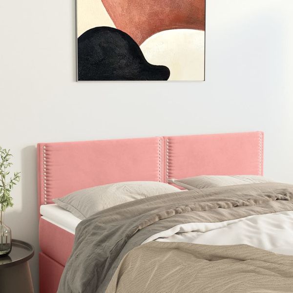 vidaXL Čelá postelí ružové 144x5x78/88 cm zamatové