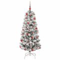 vidaXL Umelý Sklápací Vianočný Stromček 150 LED Zelená a biela 150 cm