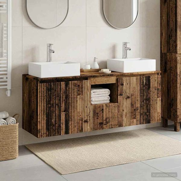 vidaXL Set kabinetov do kúpeľne 3 ks Staré drevo 49,5 x 41 x 62,5 cm