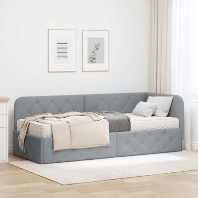 vidaXL Rohový rám postele Svetlosivá 80 x 200 cm látka