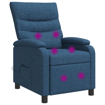 vidaXL Masážne relaxačné kreslo Modrá Látka