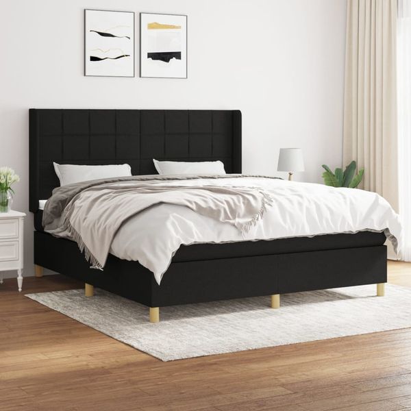 vidaXL Posteľný rám boxspring s matracom čierny 160x200 cm látka