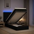 vidaXL Ottoman posteľ s matracom a LED Čierna 100 x 200 cm Látka