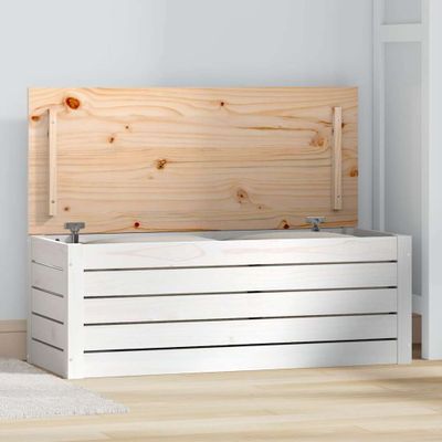 vidaXL Úložný box biely 89x36,5x33 cm masívna borovica