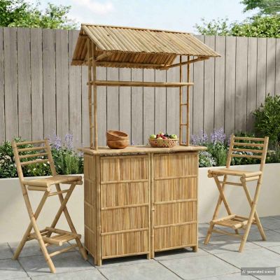 vidaXL Exteriérový barový stôl Prírodná 115 x 95 x 214 cm Bambus