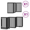 vidaXL Brána pre psa dvere sklad. 9-panel. čierna 450cm topoľové drevo