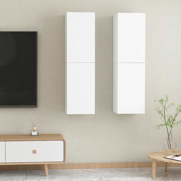 vidaXL TV skrinky 2 ks, biele 30,5x30x110 cm, kompozitné drevo