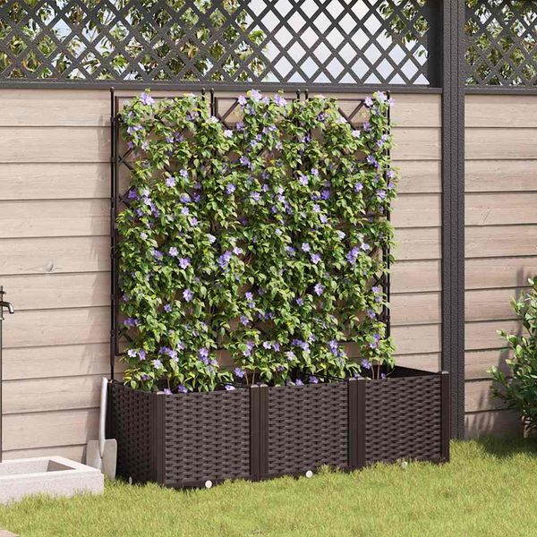 vidaXL Záhradný kvetináč 3 pcs Hnedá 120 x 40 x 143 cm Plast