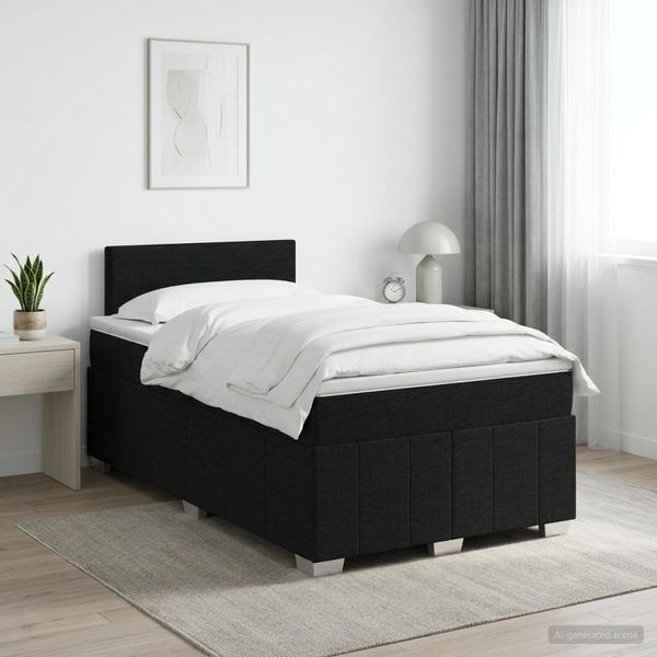 vidaXL Posteľ boxspring s matracom Čierna 120 x 190 cm Látka