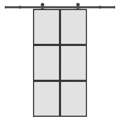 vidaXL Posuvné dvere s kovaním tvrdené sklo a hliník úzke 102,5x205 cm