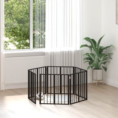 vidaXL Psia brána 6 pcs Čierny 60 x 60 cm Pozinkovaná oceľ