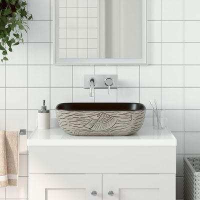 vidaXL Umývadlo na dosku sivo-čierne obdĺžnik 48x37,5x13,5cm keramické