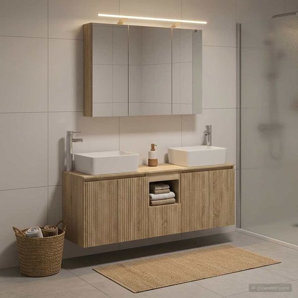 vidaXL Set kabinetov do kúpeľne 4 pcs Dub sonoma Kompozitné drevo