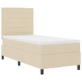 vidaXL Posteľ s pružinovým rámom s matracmi Krémová 90 x 200 cm látka