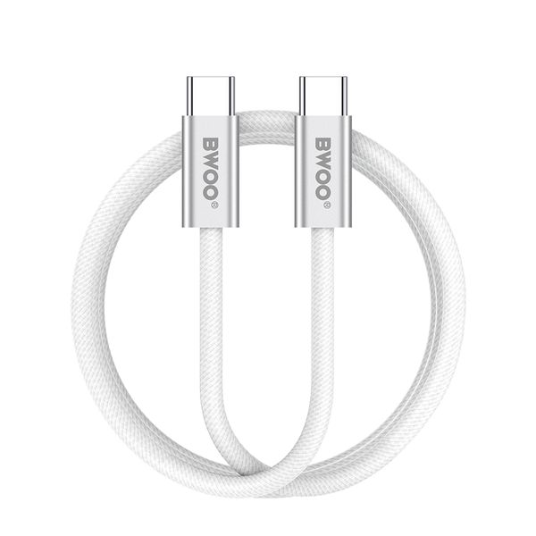 BWOO 240W opletený kábel USB-C - USB-C BO-X317C-C 1m biely